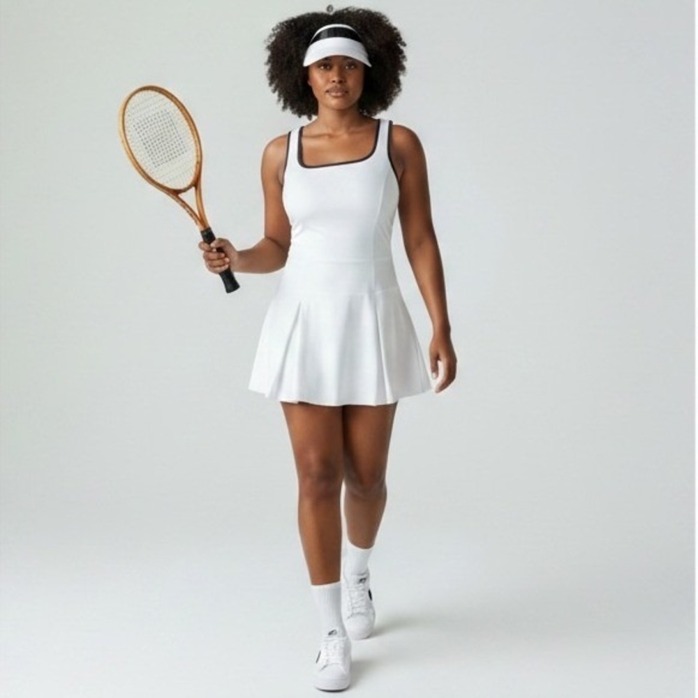 J.Crew Active Tennis White Dress Black Trim Women XXL Built-In-Shorts NWT $98